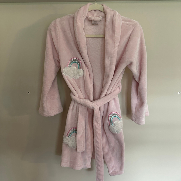 Girls Jessica Simpson Pink Fleece Robe Size M (10/12) Rainbow Applique - Picture 1 of 4